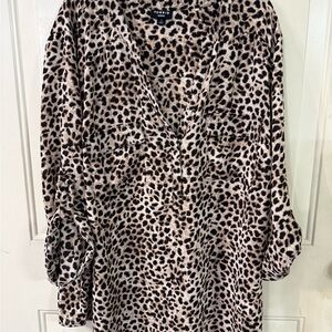 Torrid Animal Print V-Neck 3/4 sleeve Harper blouse